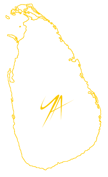 Yatours YA mark inside a golden outline of Sri Lanka